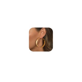 ALEXCRAFT Thick Earrings Silver 925 Gold Large Hoop Earrings 14K Golden Earrings Women's Chunky Large Gold Hoop Earrings for Women Girlfriend Girls Mum, Bronze, Created Zircon