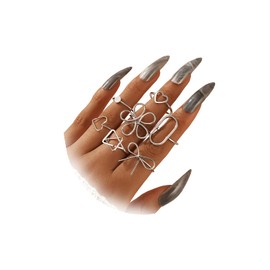 HUASAI Silver Rings for Women Non Tarnish Silver Stackable Rings for Women Pearl Leaf Rings Set Cubic Zirconia Heart Butterfly Rings Midi Pinky Thumb Rings Set Gifts Trendy Stuff Stocking Stuffers