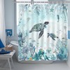 Mocsicka Sea Turtle Shower Curtain Teal Blue Ocean Beach Coastal