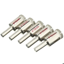 uxcell 5PCS 19mm Diamond Coated Hole Saw Drill Bits for Glass Ceramic Tile Marble Rock Porcelain Bottles Pots Brick