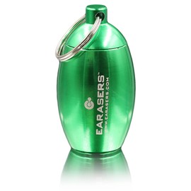 EARasers Earplugs Keychain Carrying Case - Aluminum Waterproof Ear Plugs And Pills Holder Stash Can For Traveling - Green