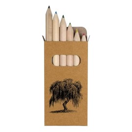 Azeeda 6 x 'Old Willow Tree' Short 85mm Pencils/Coloured Pencil Set (PE00068604)