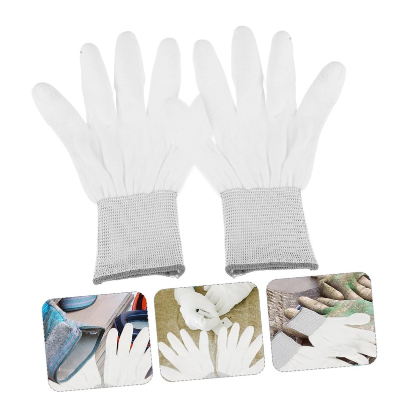 Mobestech 12Pairs PU Coated Gloves Antistatic Nylon Construction Grey Antiskid