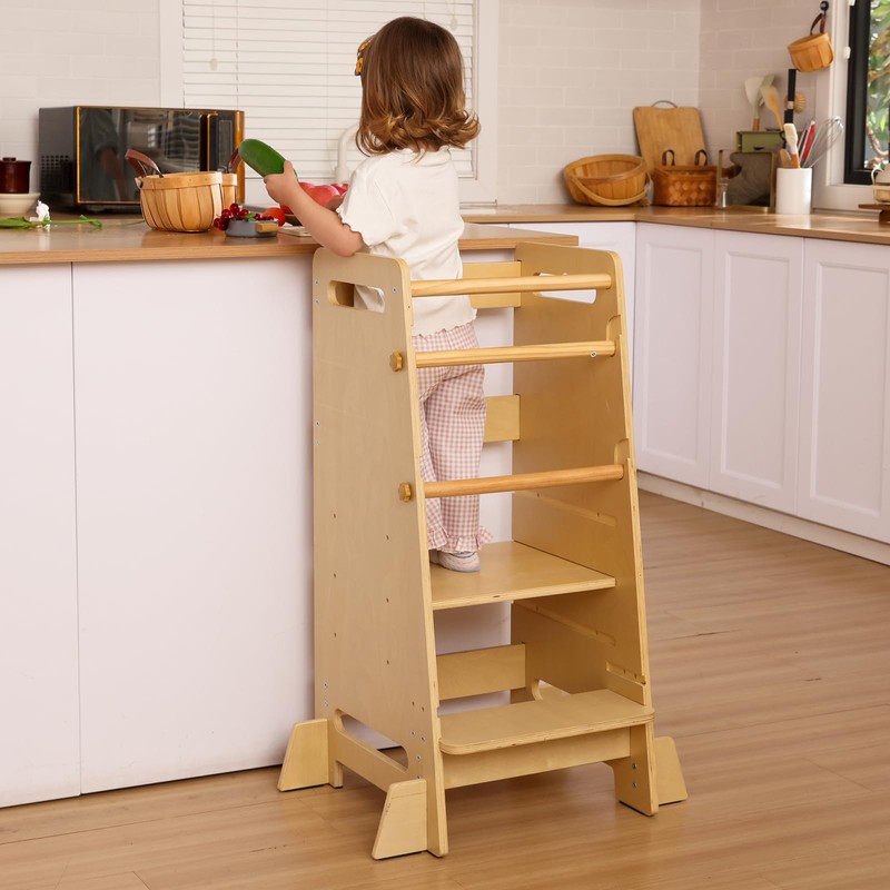 Kitchen Step Stool for Toddlers,Wiifo Adjustable Height Kids Learning Stool,