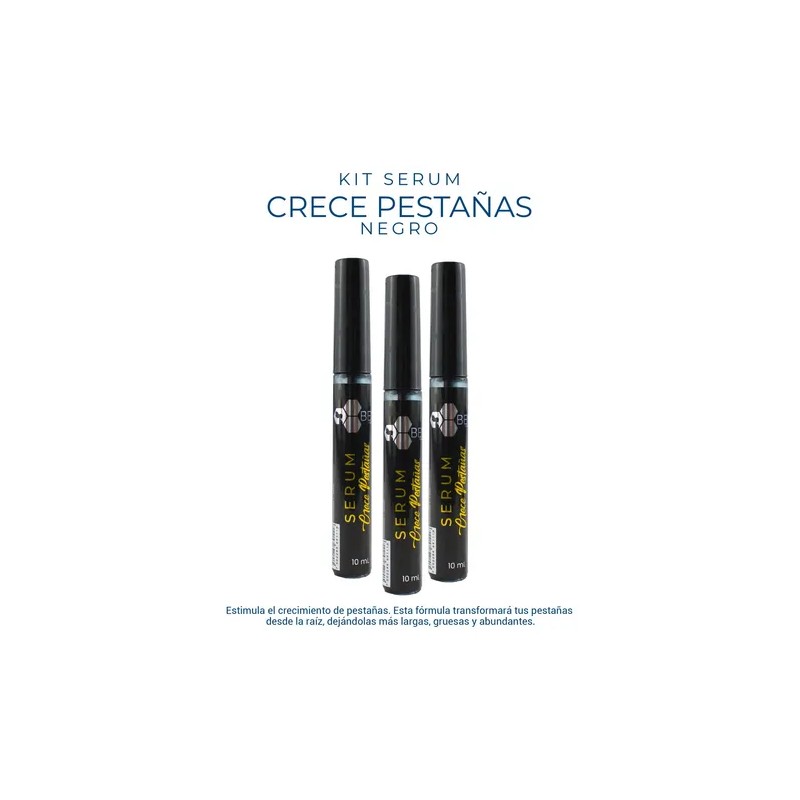 Serum Crece Pestañas Y Cejas Negro 3 Piezas Bena
