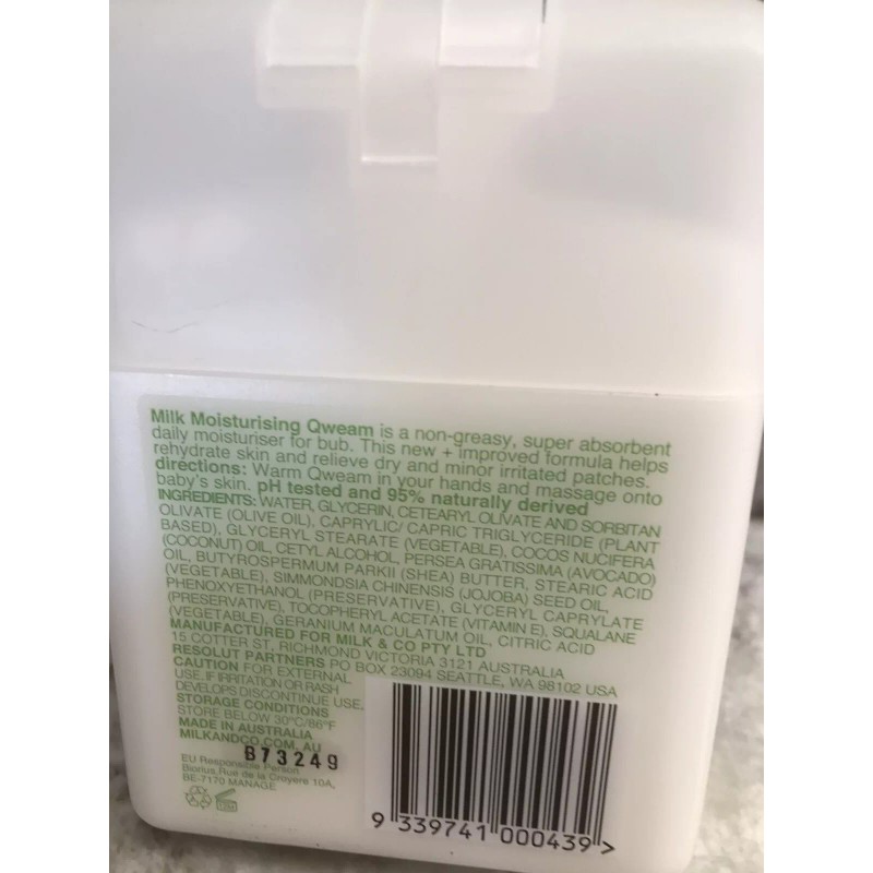 Milk Mill Baby Moisturizer Qweam Naturally Derived 150 Mg(5oz).