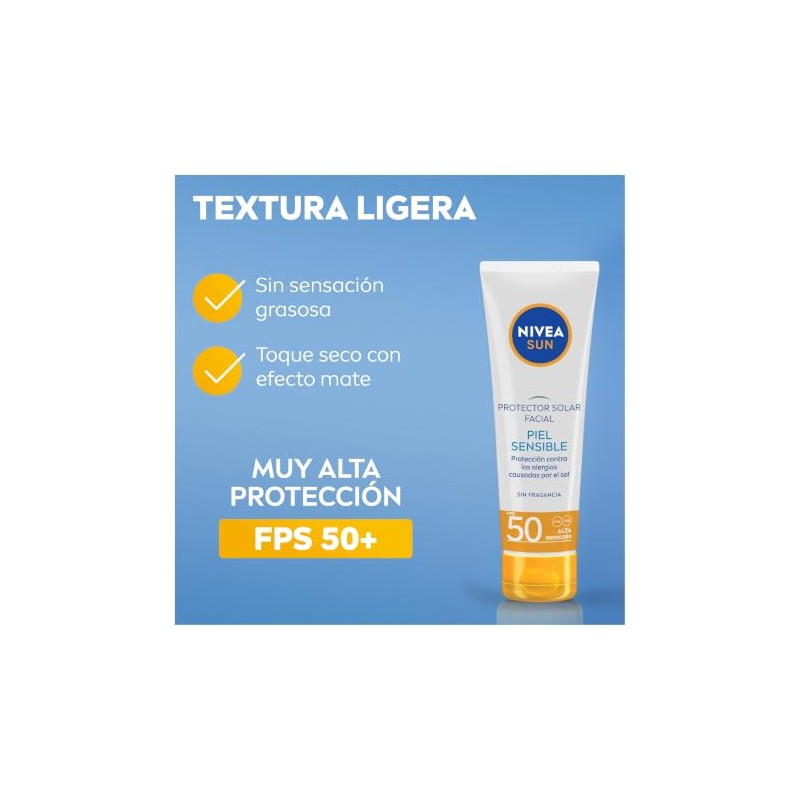 Protector Solar Facial Piel Sensible NIVEA SUN, Protección Contra Las