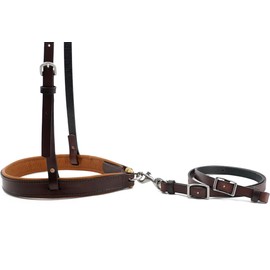 Jeereal Horse Round Nose Caveson,Soft Padded Noseband with Leather Tie Down Strap,Efficient Training Aid | Premium Heavy Oiled Leather | Reinforced Stitching