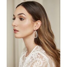 LILIE&WHITE Two Tone Hammered Teardrop Dangle Earrings for Women Drop Earrings Hypoallergenic Earrings Fashion Earrings Gift Earrings Boho Earrings