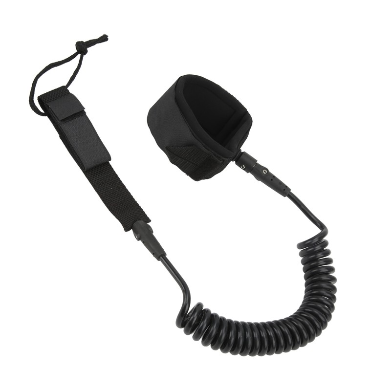 Surfboard Leash High Elasticity TPU Black Adjustable Coiled Surfing Leg