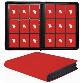 Premium 9-Pocket Zippered Trading Card Binder, 540 Pockets Double-Sided Side-Loading Card Organizer Album, PU Leather Card Holder Protector for MTG, TCG, Sports Cards (Red)