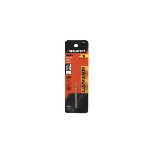Black & Decker 19200 Two-Pack Titanium Bullet Drill Bit, 1/16-Inch
