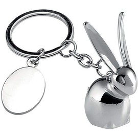 SILBERKANNE Rabbit Key Ring 10 x 3 cm with Plate Silver-Plated Premium Silver-Plated