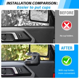 Window Cup Holder Compatible with 2021-2025 Ford Bronco 2/4 Doors, Driver Side Car Door Cup Holder, Extra Drink Holder, 2021 2022 2023 2024 2025 Ford Bronco Accessories (Left) ﻿