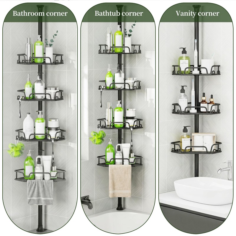 DAOYA Shower Caddy Tension Pole Shower Organizer Tension Rod with