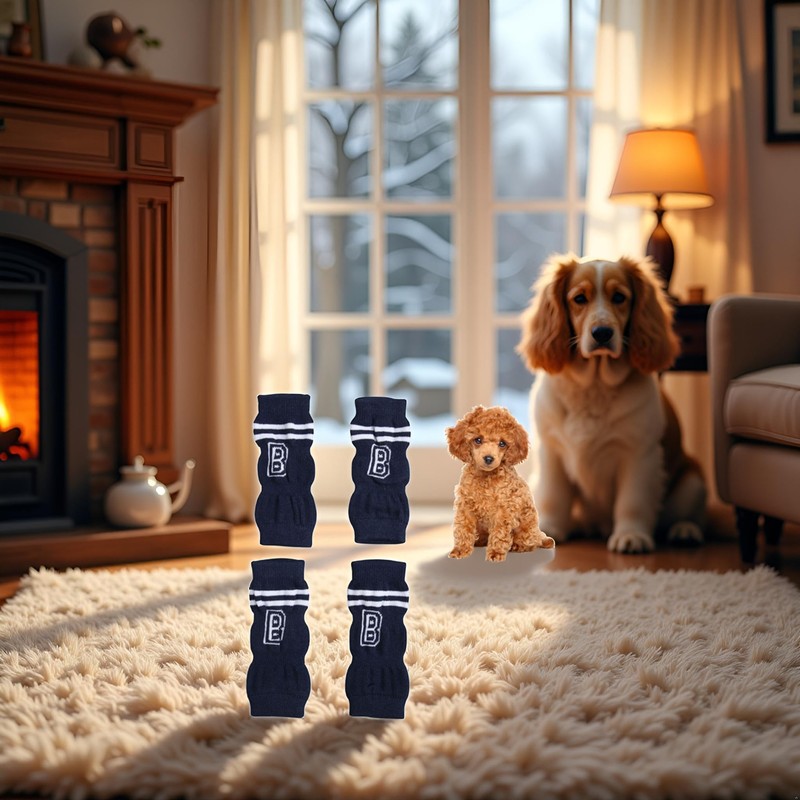 Pssopp 4Pcs Dog Elbow Protector, Dog Legs Socks Knitted Leg