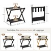 Fully Assembled Black Luggage Rack for Guest Room, Bamboo Folding