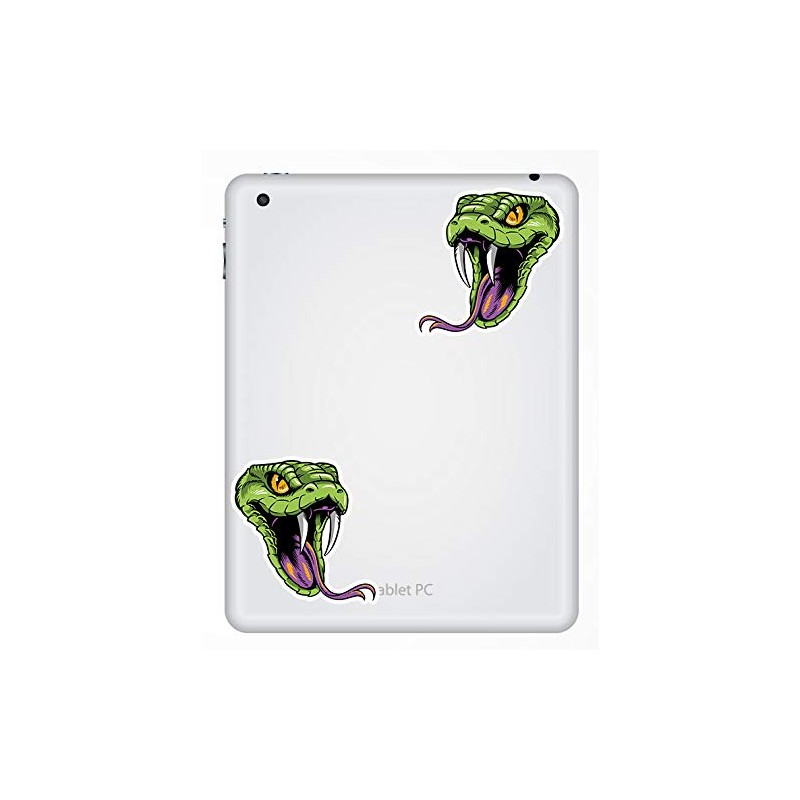 2 x 10cm Snake Vinyl Stickers - Green Viper Wild