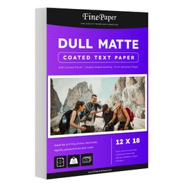 Dull 80lb Text Digital Low Gloss Paper, Double Sided C2S, Coated, Perfect for Color Laser Printing, Design Proposals, Flyers, Brochures | Matte Finish | 12" x 18" | 100 Sheets