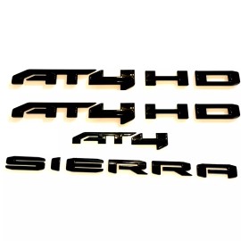 GMC Gloss Black  AT4 Emblem Sierra Letters Fit 2019-23 GMC Sierra 1500 2500HD 3500HD