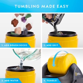 NATIONAL GEOGRAPHIC Starter Rock Tumbling Kit - Durable Leak-Proof Polisher for Kids Complete Geology Hobby Science Kit, Rocks and Crystals Kids, A Great STEM Activity