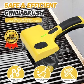 Power Grill Cleaner with Dual Brushes & Water Spray - Cordless Electric Grill Brush for Outdoor Grill, 2600mAh Fast Charge Battery and No Shedding Bristles Design