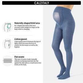 CALZITALY Opaque Maternity Tights, Micoriber Pregnancy Pantyhose | S, M, L, XL, XXL, 3XL, 4XL | 100 DEN | Made in Italy (M, Dusty Blue)