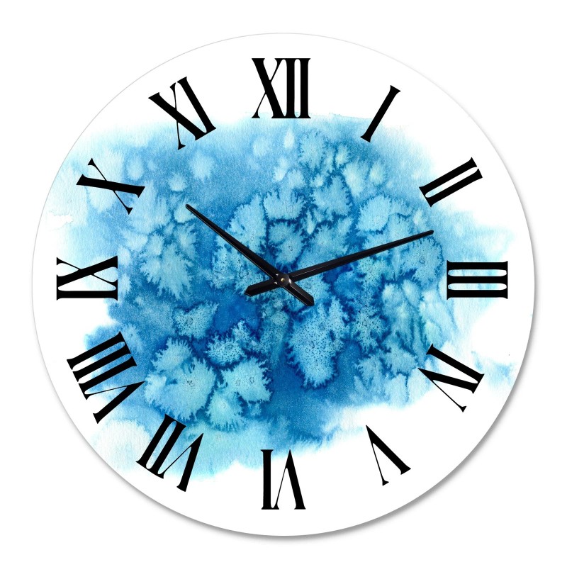 Designart 'Blue Turquoise Cloud Abstract' Modern wall clock - 36