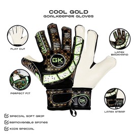 GK Saver Kids Goalkeeper Gloves with Anti-Slip Palm - Soccer Goalie Gloves for Youth Goalkeeping - GK Gloves (Cool NO Savefinger, 4)