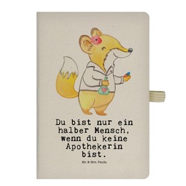 Mr. & Mrs. Panda DIN A4 Baumwoll Notizbuch Apothekerin Herz - Geschenk, Skizzenbuch, Pharmazie, Eröffnung Apotheke, Notizen, Tagebuch, Dankeschön,