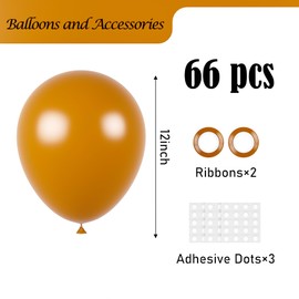 Voircoloria Burnt Orange Balloons, 66pack 12inch Retro Orange Latex Party Balloons for Wedding, Birthday, Graduation, Bridal Shower, Baby Shower, Gender Reveal, Anniversary Party Decorations