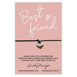 WishStrings, Best Friend BFF - Friendship Bracelet – Beautiful String Bracelets with Tibetan Charm – Make a Wish Best Friend Bracelet – Hand Strung and Knotted Bracelet – Sentimental Jewellery