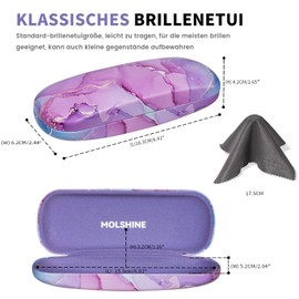 molshine Hard PU Leather Glasses Case, Portable Travel Glasses Case for Men, Women, Girls, Travel, Study, Work, Purple