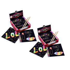 Playkidiz Scratch Paper Art Set, 200 Scratch Notes and 4 Scratch Pens, Rainbow Magic Scratch Art, Paper Crafts, Bulletin Boards, Letters, Party Favors and More