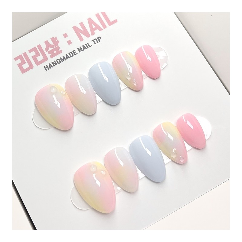 Pastel Spring Day Handmade Nail Tips - Short Almond /
