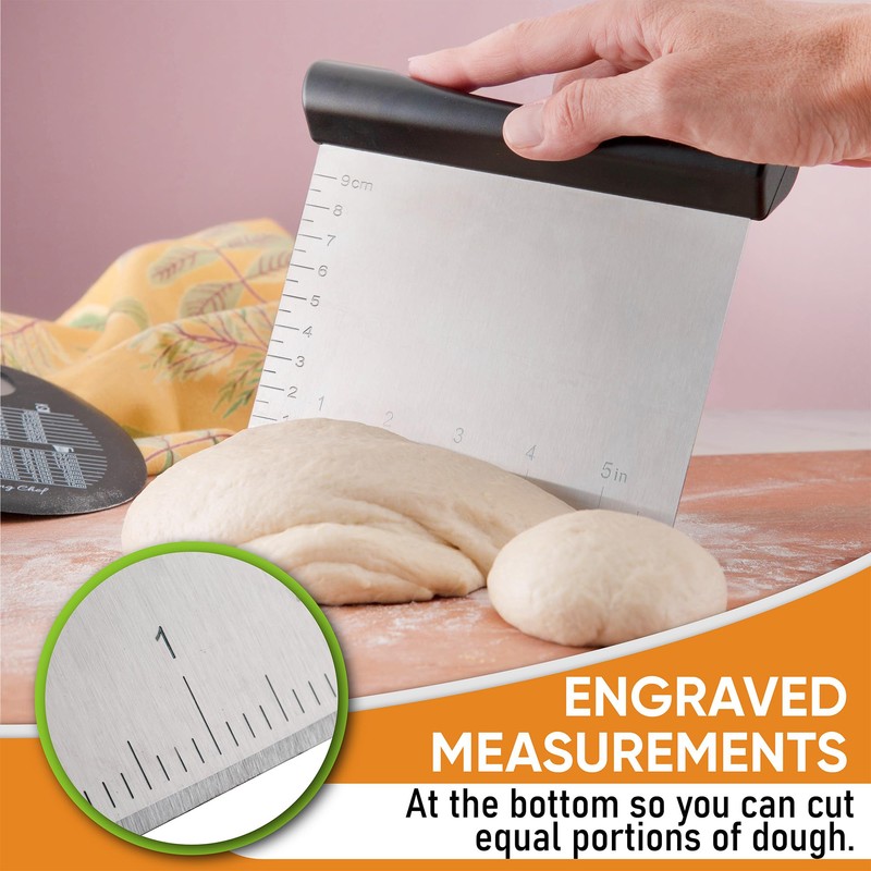 Spring Chef Dough Bench Scraper for Baking with Markings -