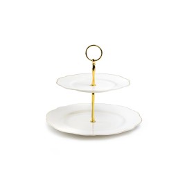 Grace's Teaware Grace Teaware White Gold Duchess 11" Fine Porcelain 2-Tier Server