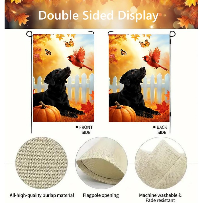 Fall Black Lab Dog Garden Flags for Outside 12x18 Double