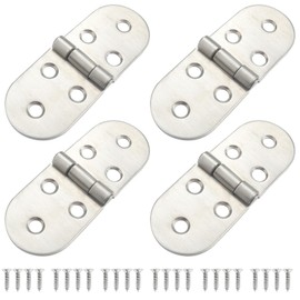 Roellgs 4 Pieces Folding Flap Hinges, Folding Table Butler Tray Flap Hinges, Stainless Steel with Screws for Cabinet Furniture (Silver)