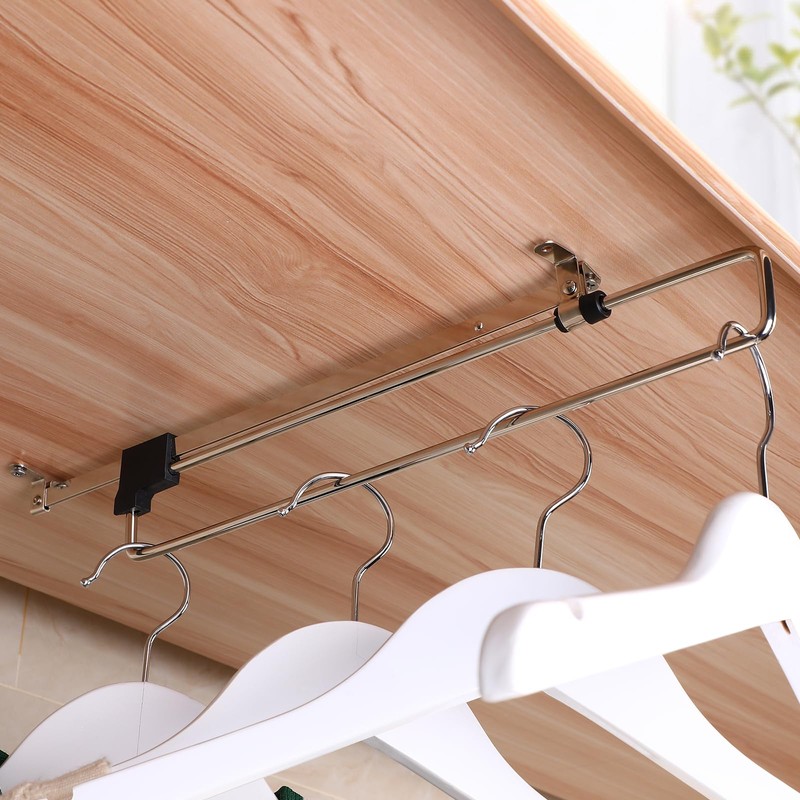 VILLCASE Retractable Wardrobe Clothes Hanger Rail Pull Out Wardrobe Clothing