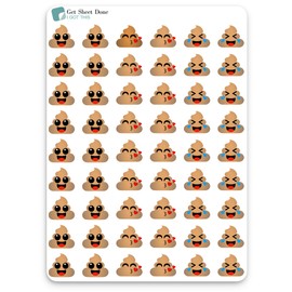 Poop Emoji Stickers / 54 Fun Vinly Stickers/Poop & Giggles/Emoticon Icon/Essential Productivity Life Planner/Bujo Bullet Journaling/Scrapbooking Planner Calendar Kawaii (Matte Vinyl, 1 Sheet)
