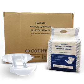 Home by Jackie Adult Diapers with Tabs - Unisex Disposable Incontinence Briefs for Women & Men, Heavy Absorbency, Elastic Leg Gathers 80 Count (X-Large)