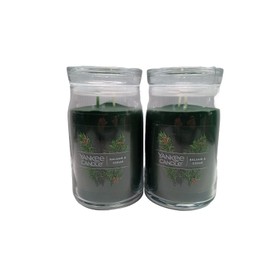 Yankee Candle 2 Yankee Candle BALSAM & CEDAR Signature Large Jar 20 Oz Green New Wax 2-wick
