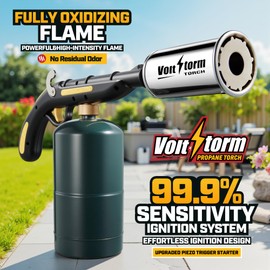 Cooking Torch Kitchen Blow Torch Flamethrower, Grill Gun Propane Torch Flame Thrower Gun with High Output, Adjustable Flame,Food Sous Vide Culinary Torch for Searing Steaks Campfires-Tank Not Included