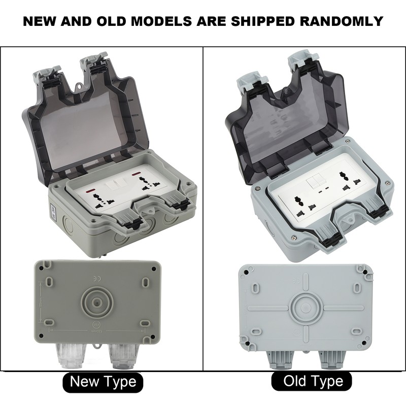 Outdoor Wall Power Socket with 2 3-Hole Socket 2 Switch