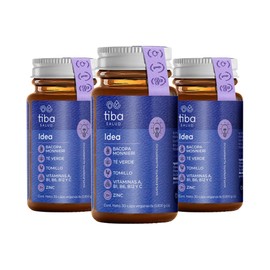 TIBA SALUD - Idea: Fórmula funcional para la concentración y la memoria - Suplemento alimenticio para ideas más brillantes, Resultados desde la primera cápsula - 30 cápsulas veganas por envase (3)