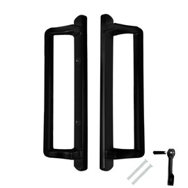 PGT 10" Sliding Glass Door Handle Set with Thumb Latch Lever, and Screws | Interior and Exterior Replacement Patio Door Handle with 3-7/8" Hole Spacing | Fix Repair PGT Door Hardware - Black