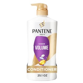 Pantene Conditioner, Sheer Volume - 72-Hour Fullness, Lightweight Nourishment with Pro-Vitamin B5 + Antioxidants, Fine, Thin, Color-Treated Hair, Paraben Free, Strengthens Bonds, 25.1 Fl Oz