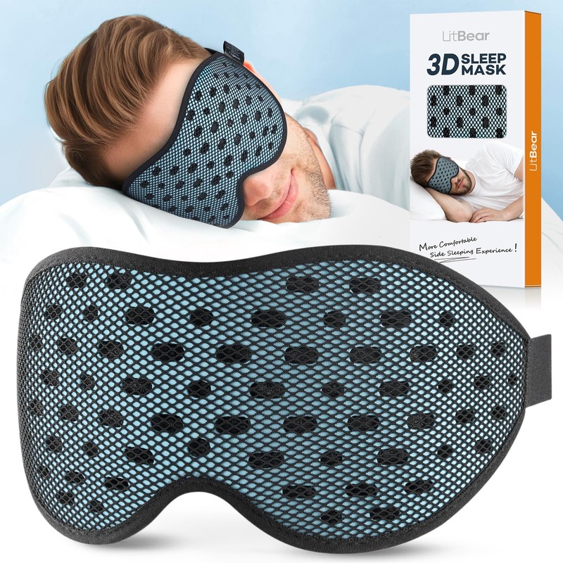 LitBear Breathable Sleep Mask, 3D Eye Mak Sleep for Side