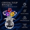YcsRnn Crystal Flower Ornament, 3D Multicolor Glass Flowers with Base